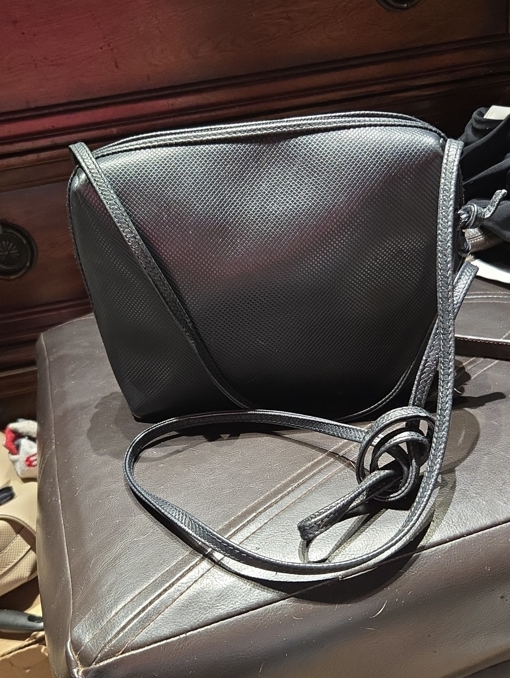 Bottega Veneta ~ Classic Black Textured Crossbody Bag - Minimalist Style